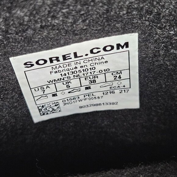 Sorel Black Fossil Boots Womens Size 7 NL1717-010 Waterproof Winter Snow Lined - Picture 10 of 10